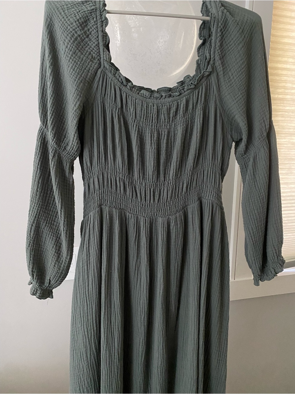 Smocked Waist Midi Dress in Sage Green - Picture 5 of 6